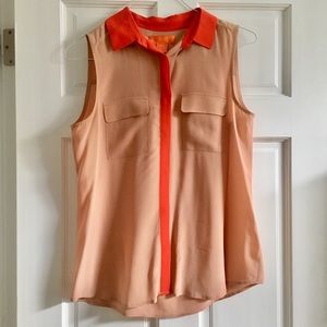 100% Silk Joe Fresh Beige and Orange Tank